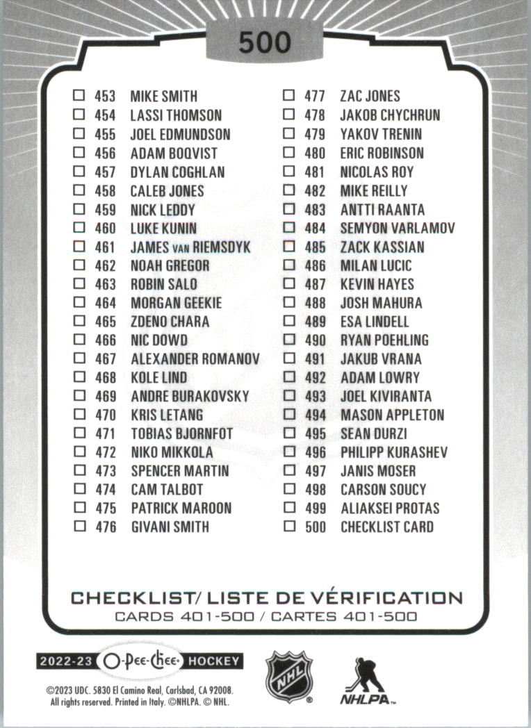 2022-23 O-Pee-Chee Hockey Card Pick 251-500
