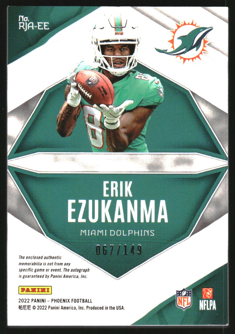 2022 Panini Phoenix Rookie Premiere Jersey Autographs Orange #39 Erik Ezukanma/149