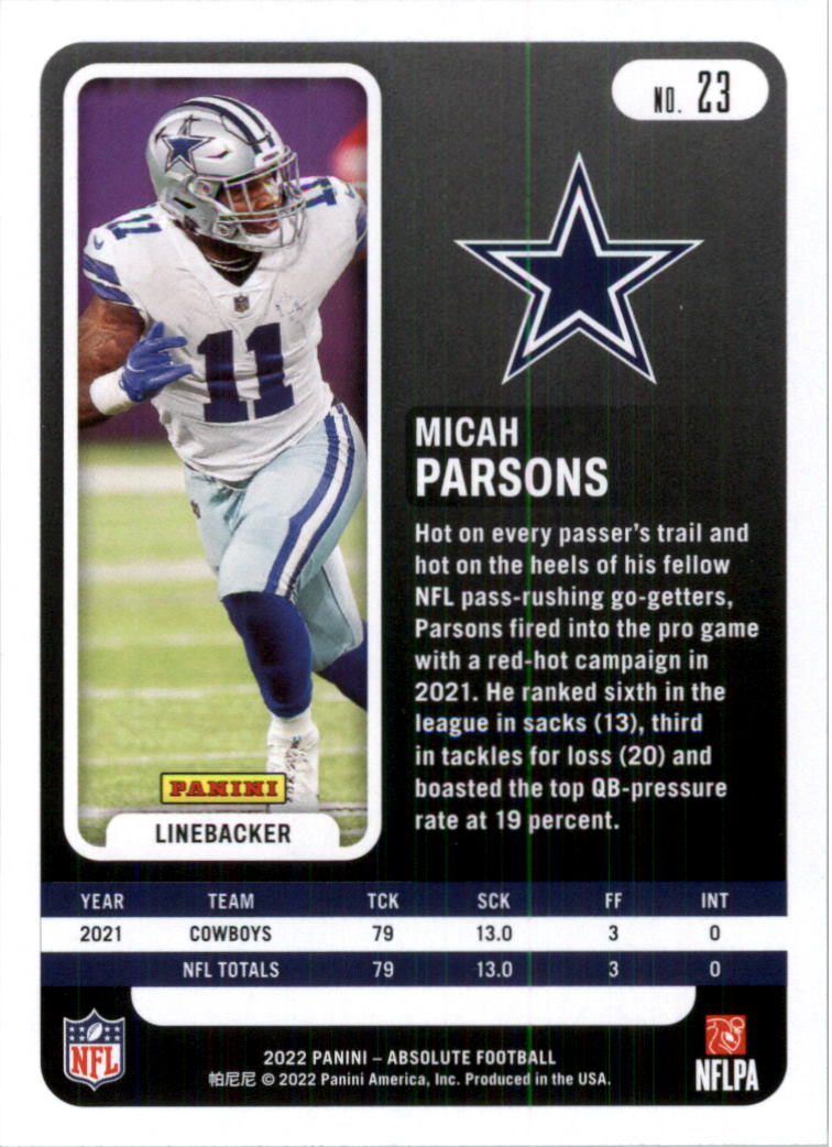 2022 Absolute Retail Football Card Pick (Base)