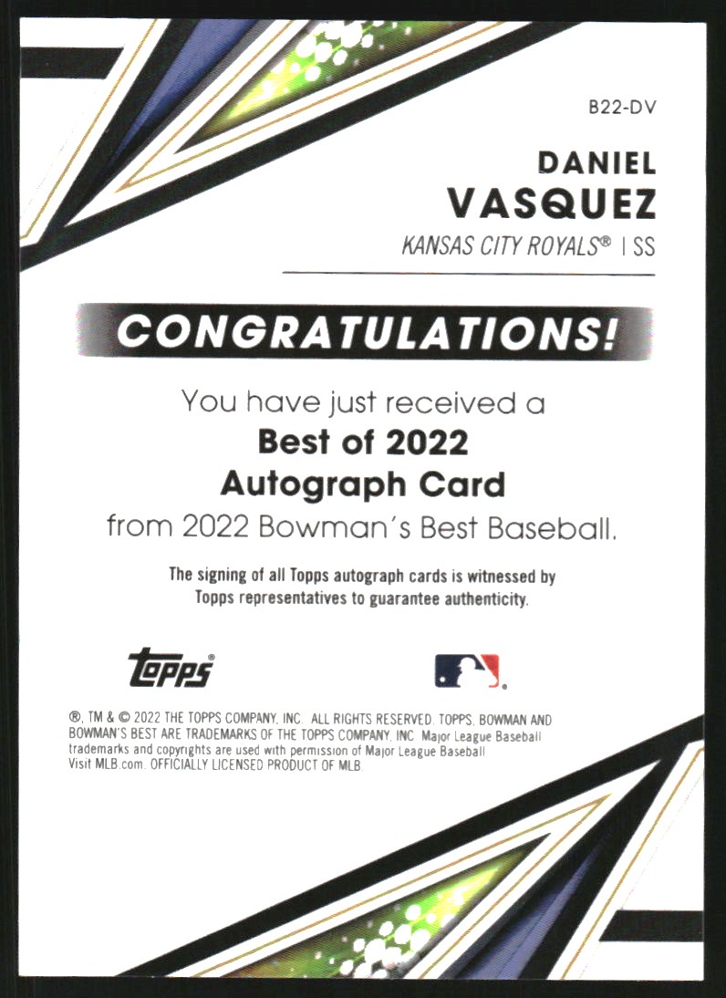 2022 Bowman's Best Best of '22 Autographs #B22DV Daniel Vasquez