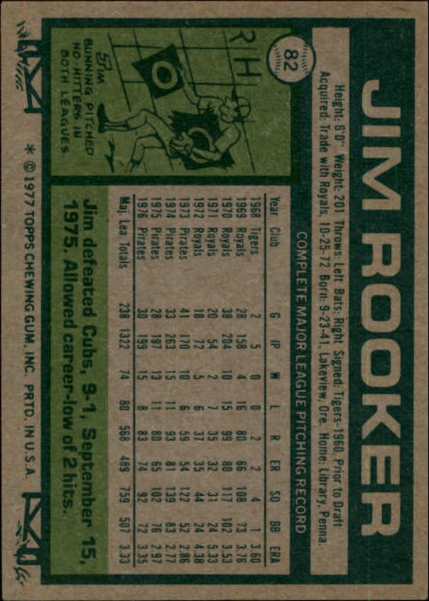 2015 Topps Original Buyback - 1977 Topps #82 Jim Rooker back image
