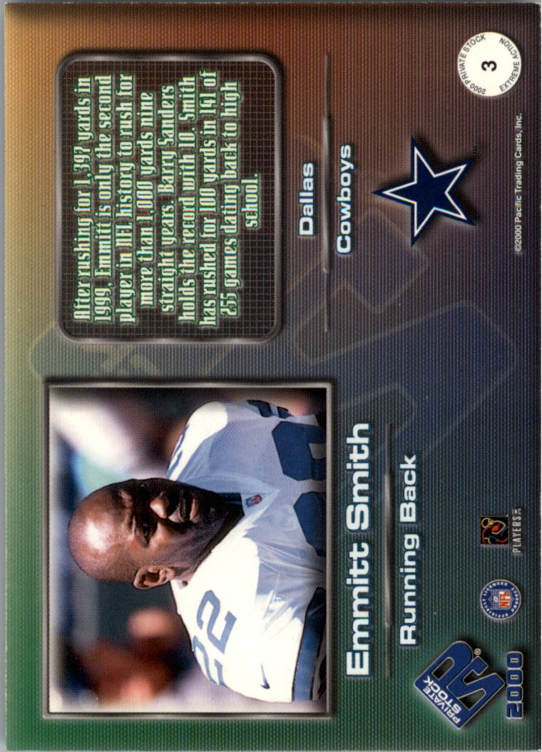 2000 Private Stock Extreme Action #3 Emmitt Smith back image