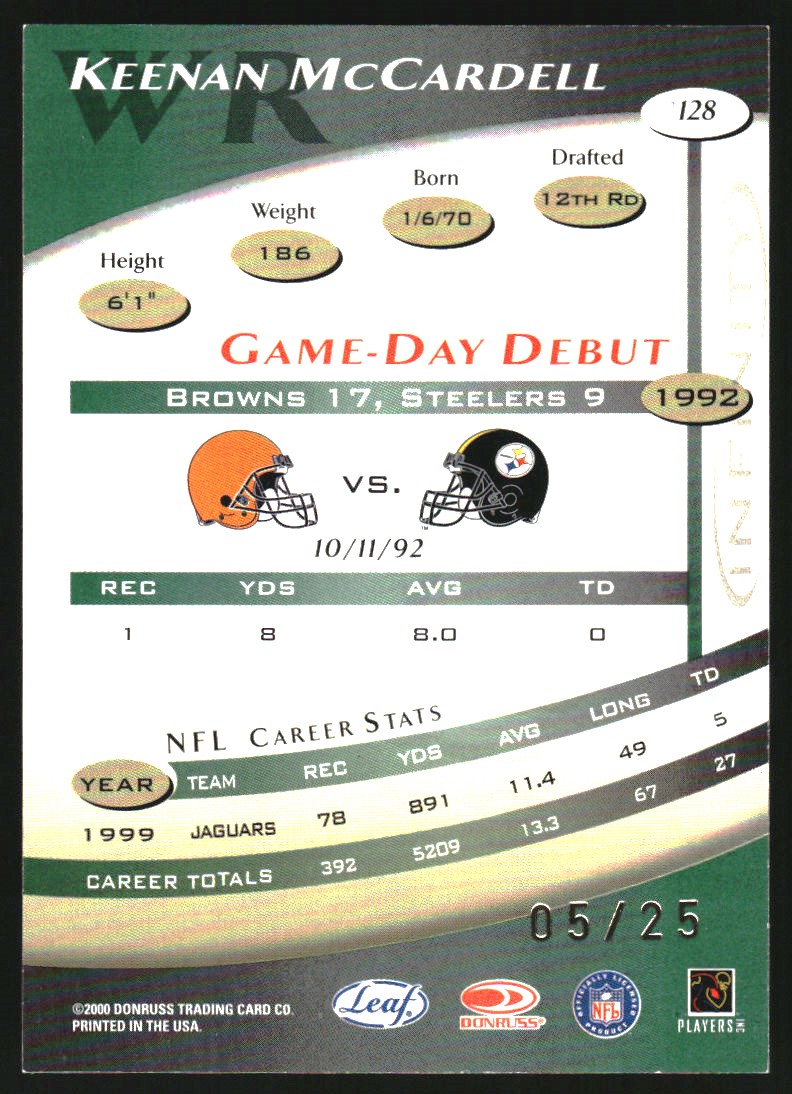 2000 Quantum Leaf Infinity Green #128 Keenan McCardell