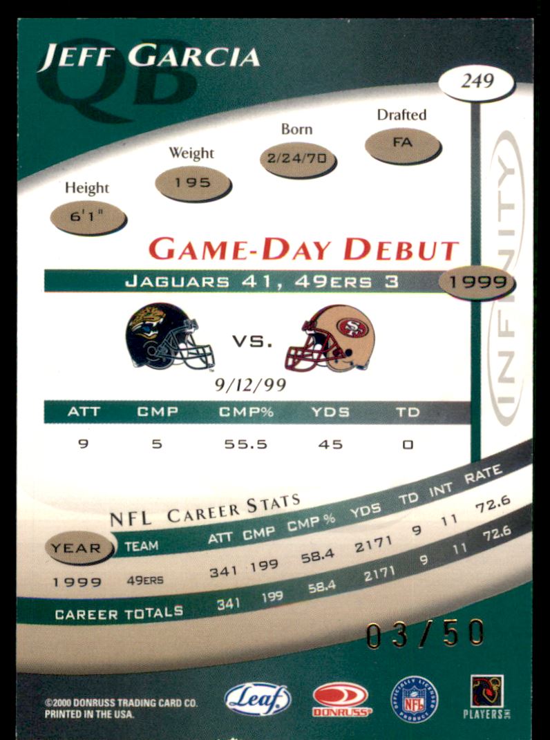 2000 Quantum Leaf Infinity Green #249 Jeff Garcia