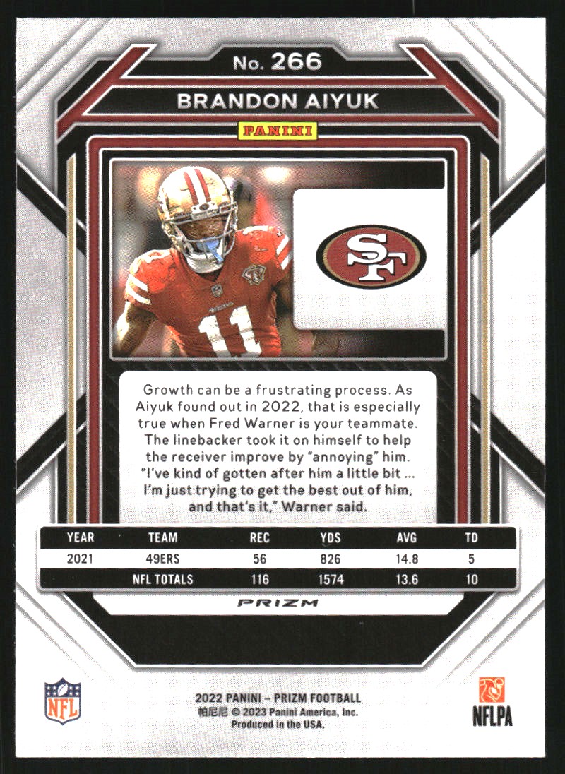 2022 Panini Prizm Prizms Silver #266 Brandon Aiyuk