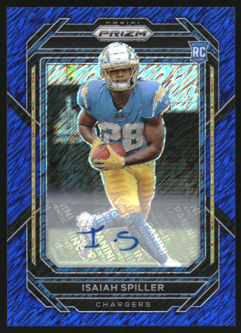 2022 Panini Prizm Autographs Prizms Blue Shimmer #324 Isaiah Spiller