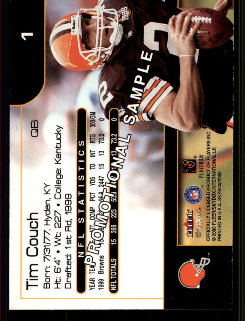 2000 SkyBox #P1 Tim Couch Promo back image