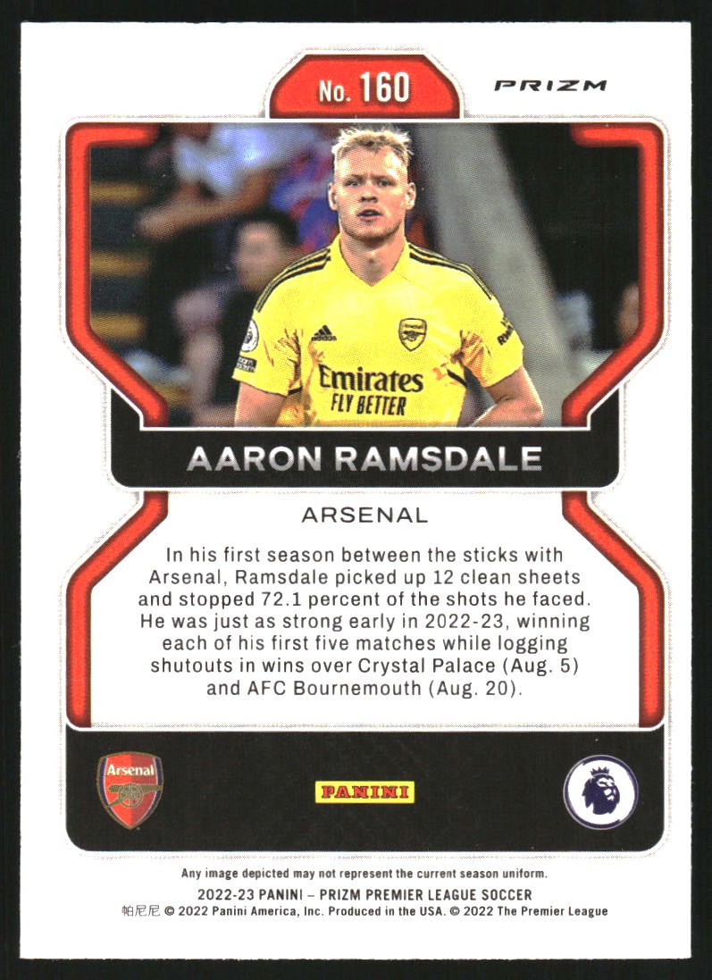 2022-23 Panini Prizm English Premier League Prizms Red Mosaic #160 Aaron Ramsdale