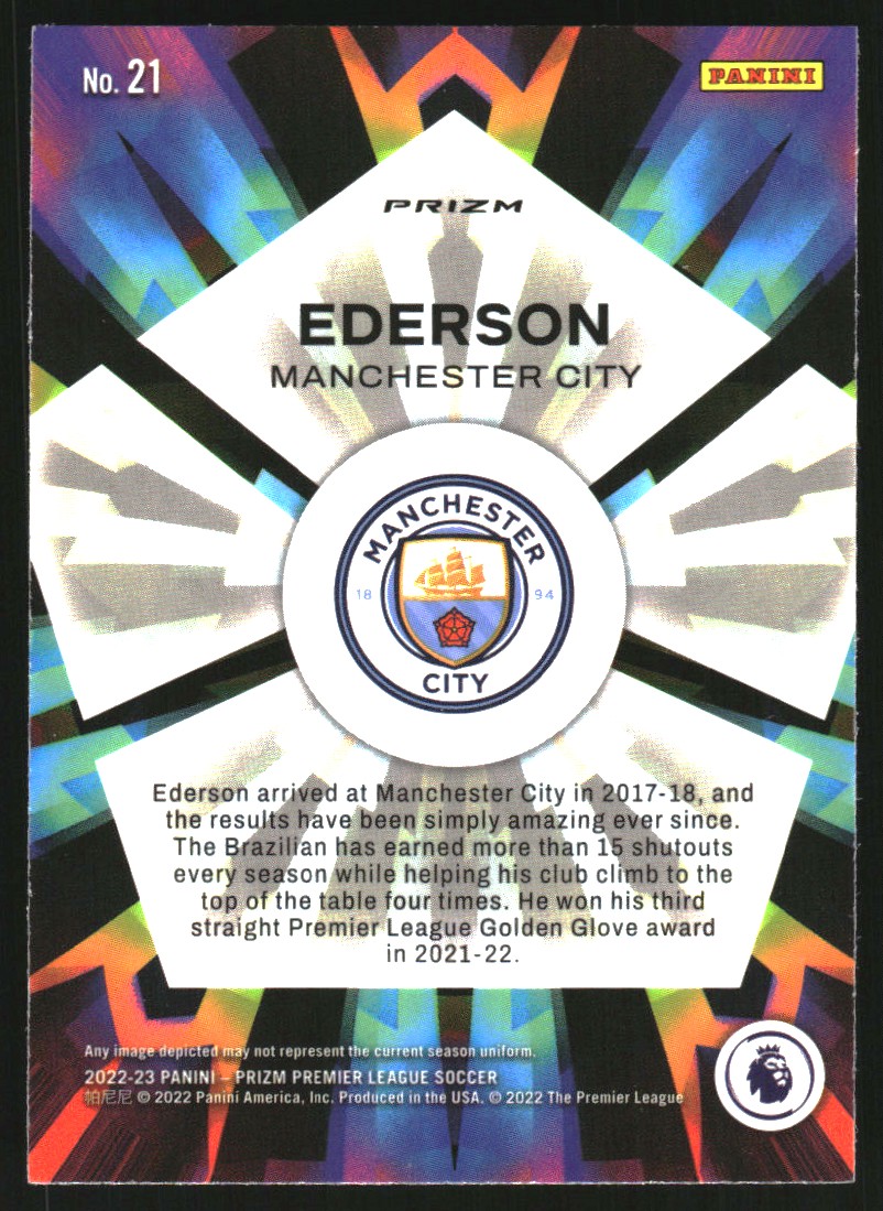 2022-23 Panini Prizm English Premier League Kaleidoscopic Prizms Silver #21 Ederson