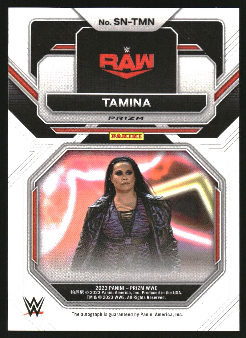 2023 Panini Prizm WWE Sensational Signatures Prizms Under Card #SNTMN Tamina