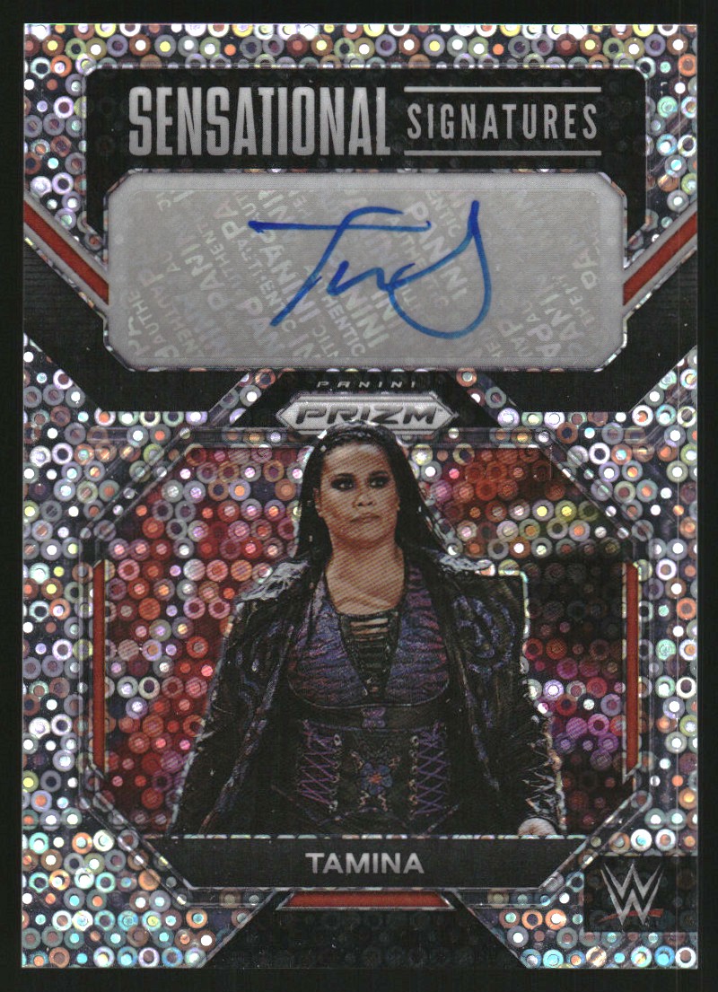 2023 Panini Prizm WWE Sensational Signatures Prizms Under Card #SNTMN Tamina