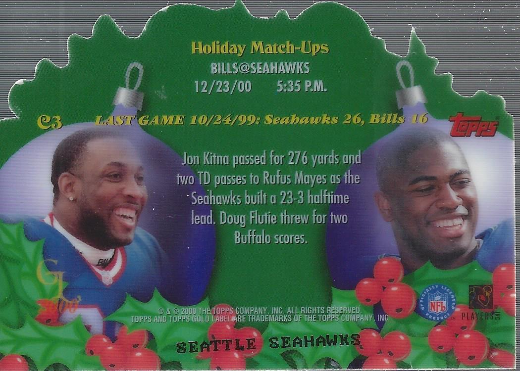 2000 Topps Gold Label Holiday Match-Ups Winter #C3A Antowain Smith/Shaun Alexander/Bills name on back back image