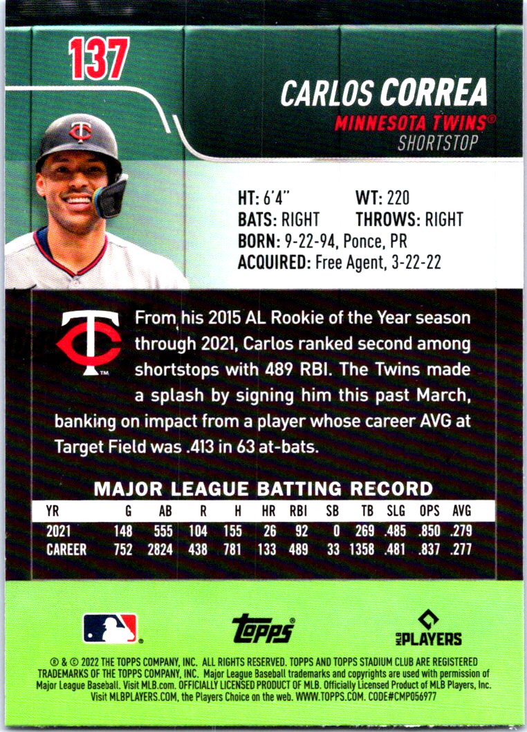 Minnesota Twins: Carlos Correa 2022 - Officially Licensed MLB