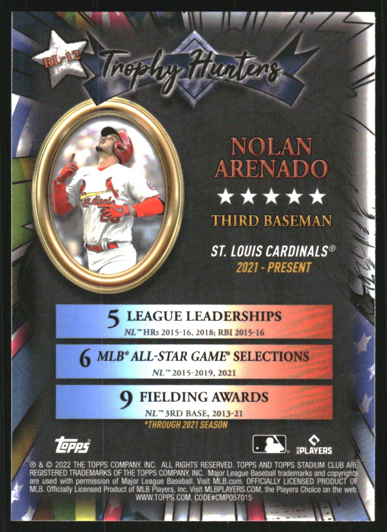 2022 Stadium Club Chrome Trophy Hunters #RL12 Nolan Arenado