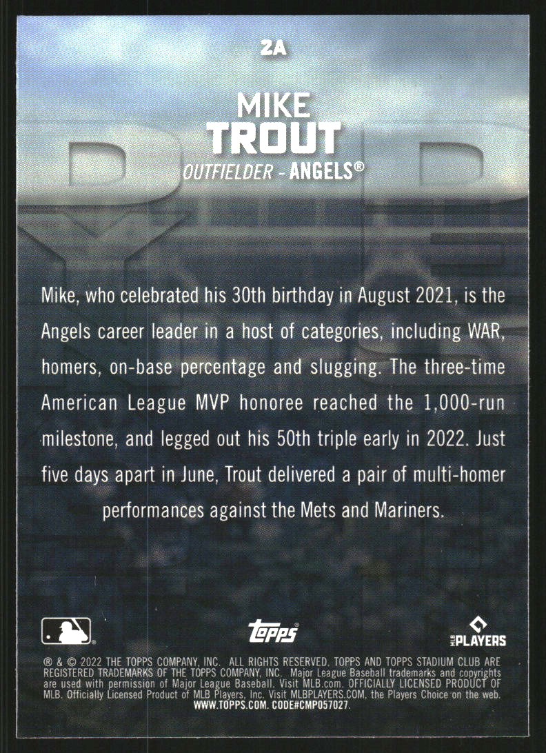 2022 Stadium Club Chrome Dynasty and Destiny #2A Mike Trout