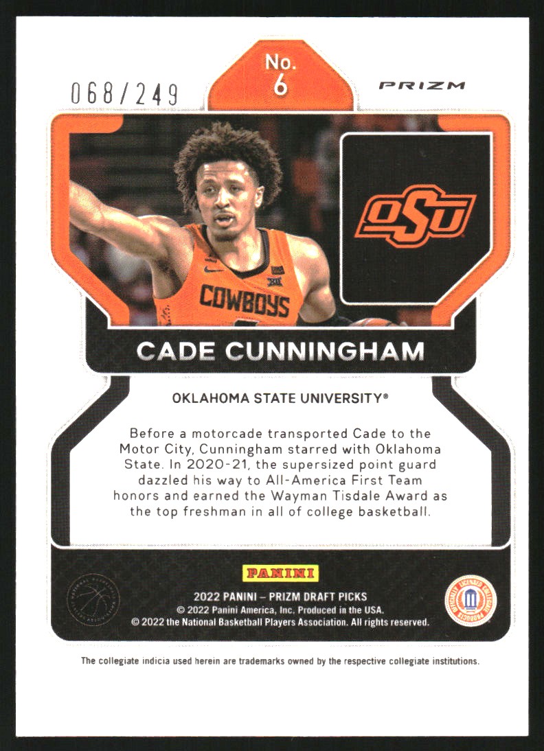 2022-23 Panini Prizm Draft Picks Prizms Blue Wave #6 Cade Cunningham