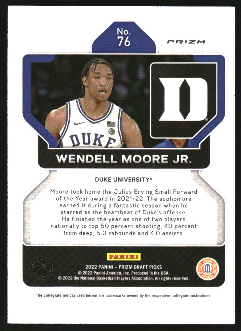 2022-23 Panini Prizm Draft Picks Prizms Green #76 Wendell Moore Jr.