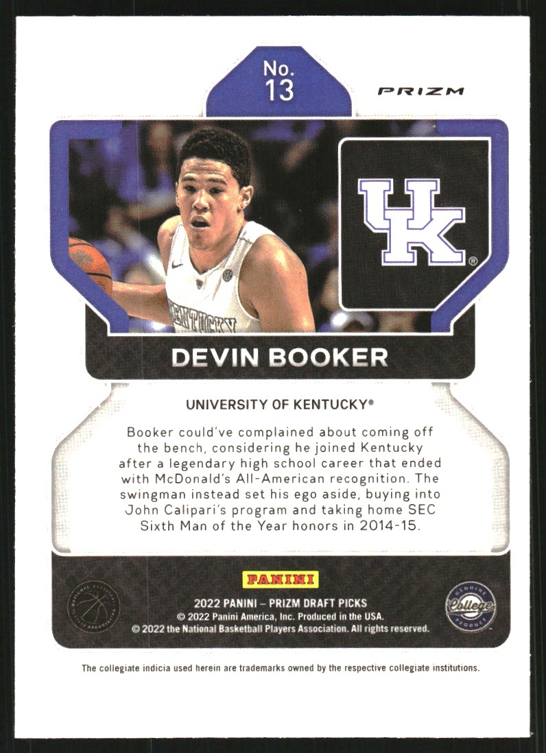 2022-23 Panini Prizm Draft Picks Prizms Silver #13 Devin Booker