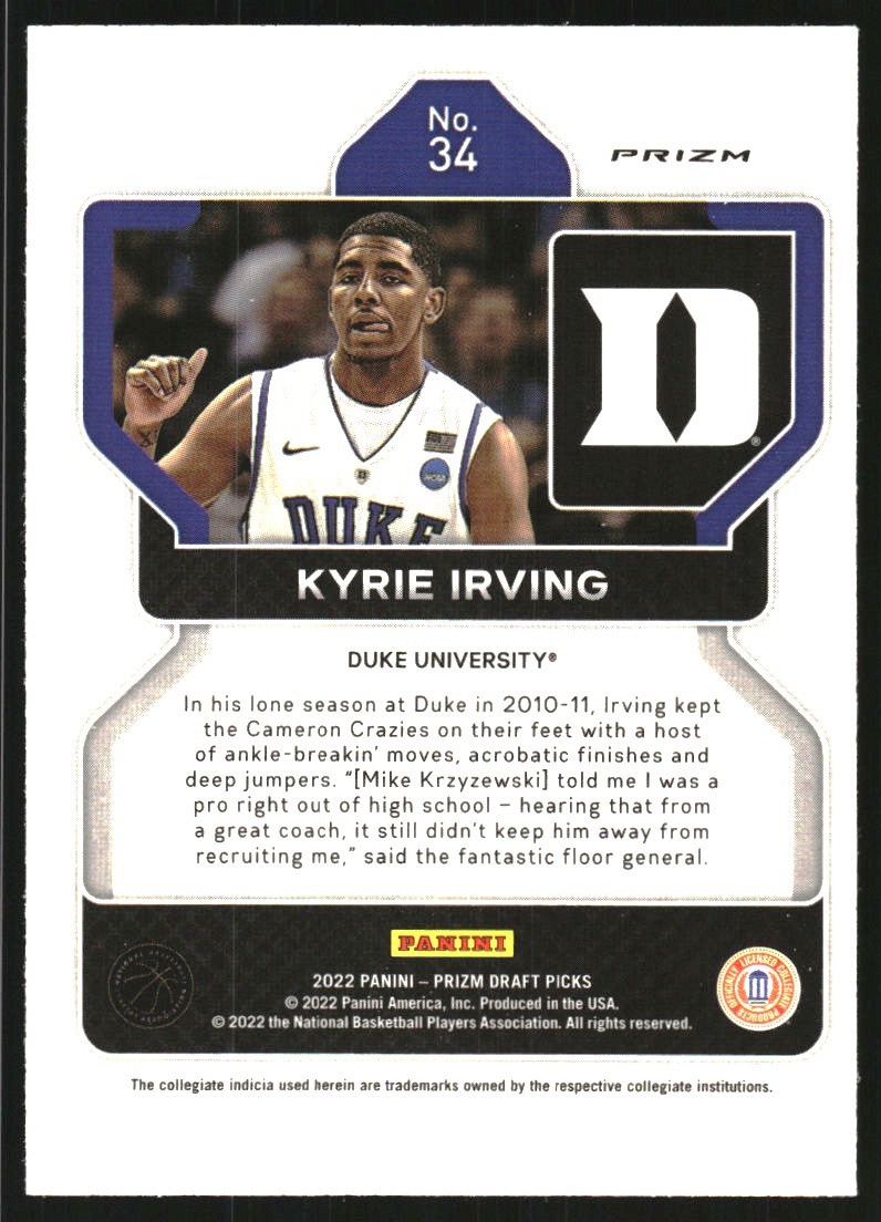 2022-23 Panini Prizm Draft Picks Prizms Silver #34 Kyrie Irving