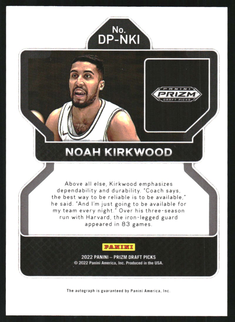 2022-23 Panini Prizm Draft Picks Draft Picks Autographs #85 Noah Kirkwood
