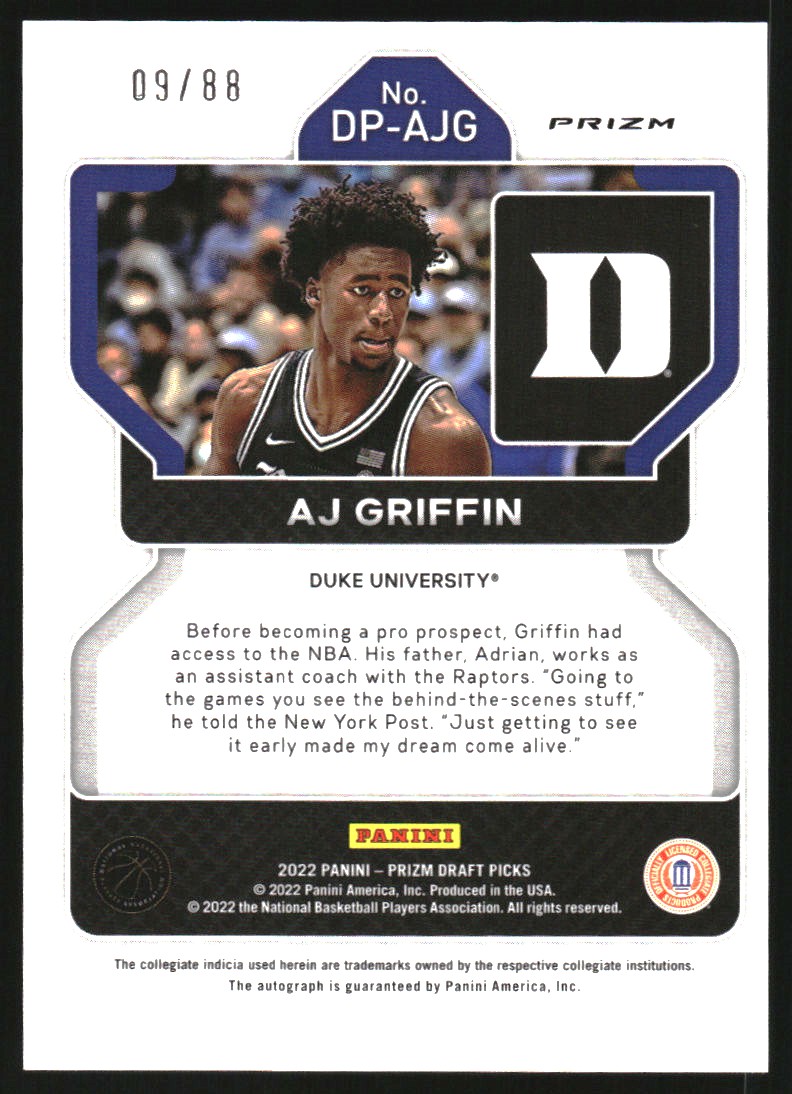 2022-23 Panini Prizm Draft Picks Draft Picks Autographs Prizms Choice Red #8 AJ Griffin