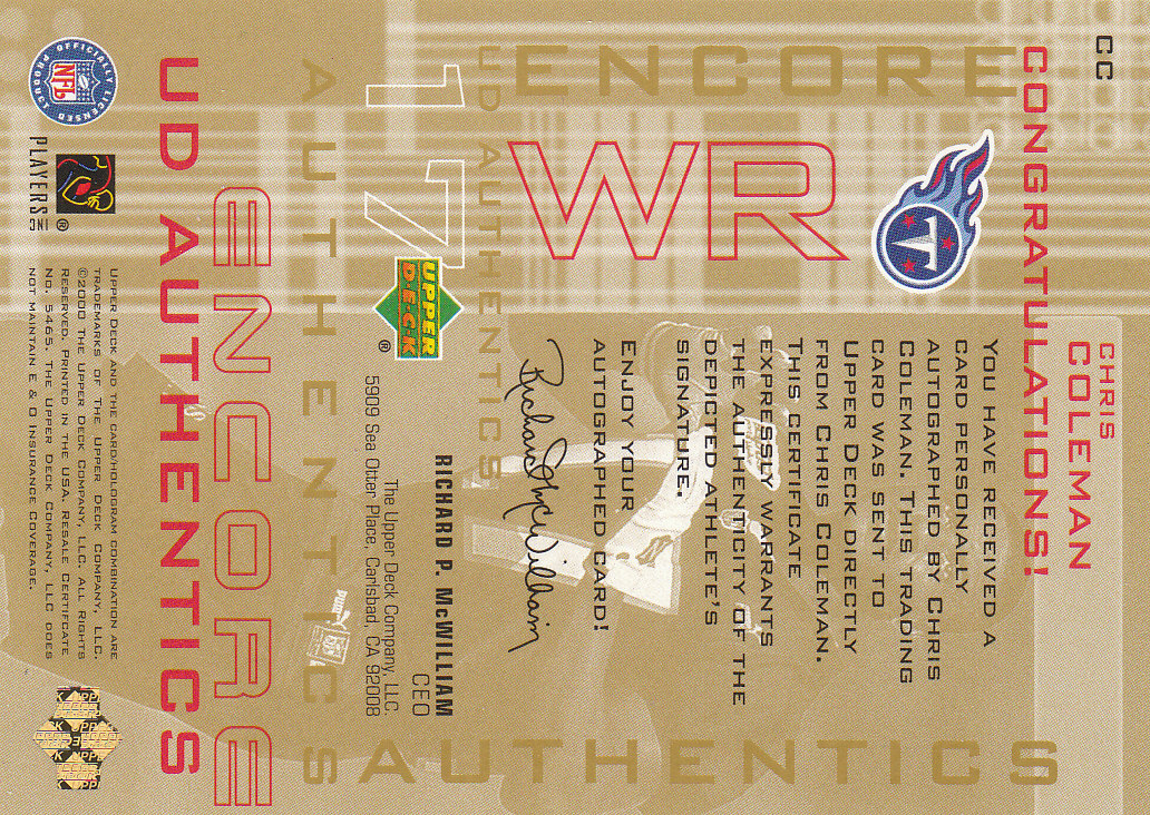 2000 Encore (Upper Deck) Football Cards - Picture 79 of 79