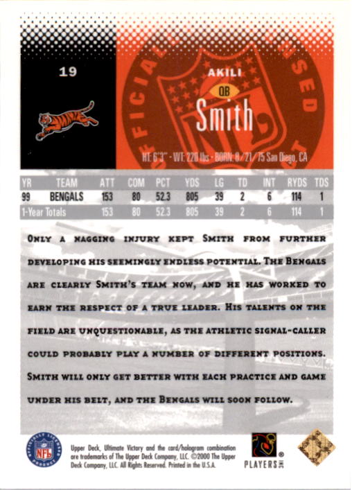 2000 Ultimate Victory Parallel 100 #19 Akili Smith