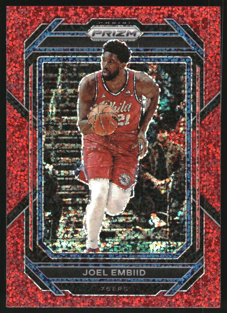 2022-23 Panini Prizm Prizm Red Sparkle #34 Joel Embiid