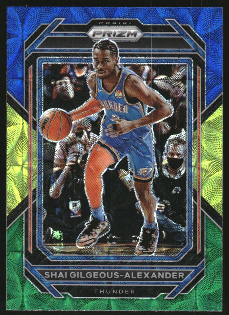 2022-23 Panini Prizm Prizms Choice Blue Yellow and Green #64 Shai Gilgeous-Alexander