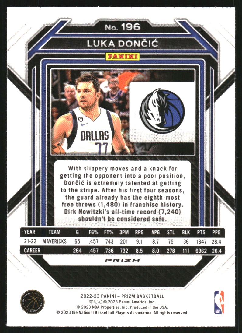 2022-23 Panini Prizm Prizms Green #196 Luka Doncic