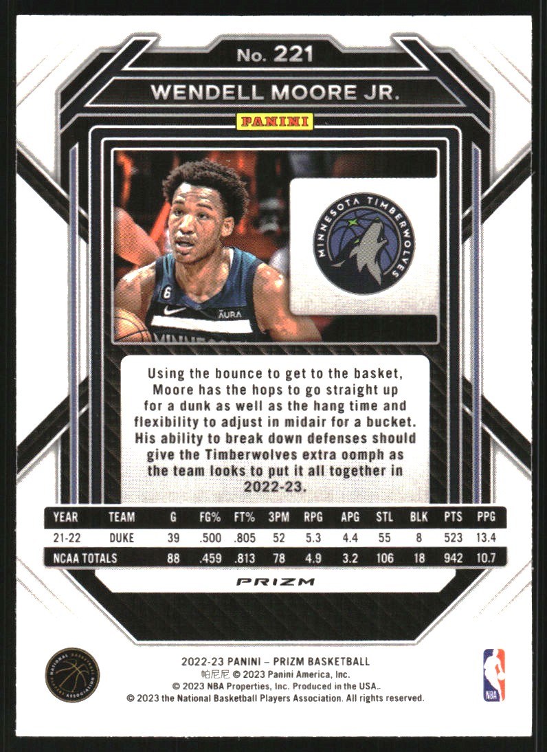 2022-23 Panini Prizm Prizms Pulsar #221 Wendell Moore Jr.
