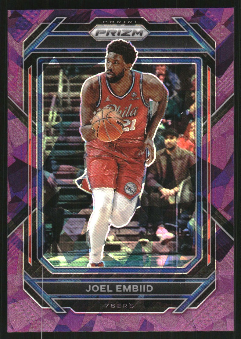 2022-23 Panini Prizm Prizms Purple Ice #34 Joel Embiid
