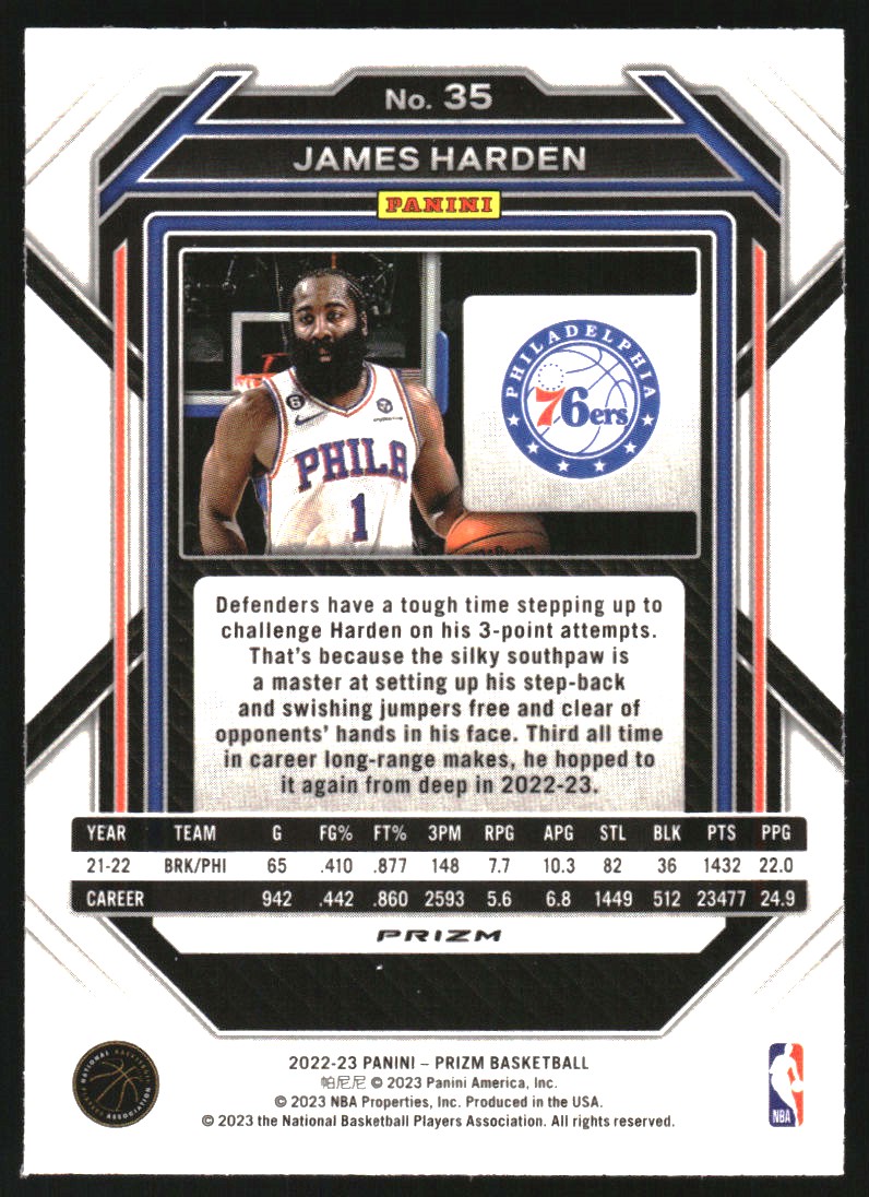 2022-23 Panini Prizm Prizms Red Ice #35 James Harden