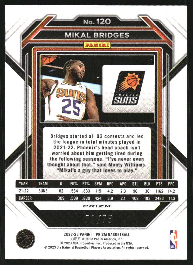 2022-23 Panini Prizm Prizms Red Power #120 Mikal Bridges