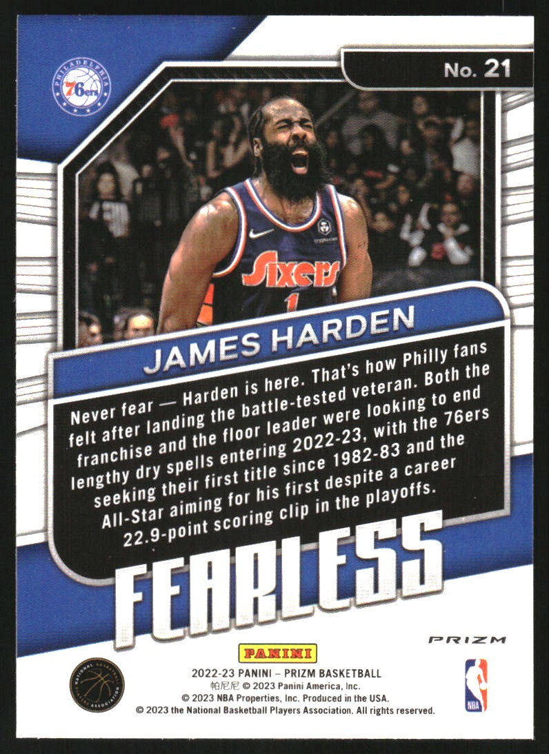 2022-23 Panini Prizm Fearless Prizms Silver #21 James Harden