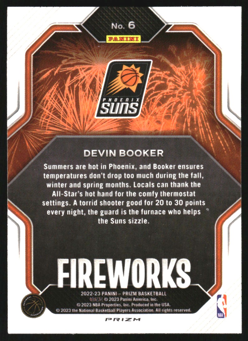2022-23 Panini Prizm Fireworks Prizms Silver #6 Devin Booker