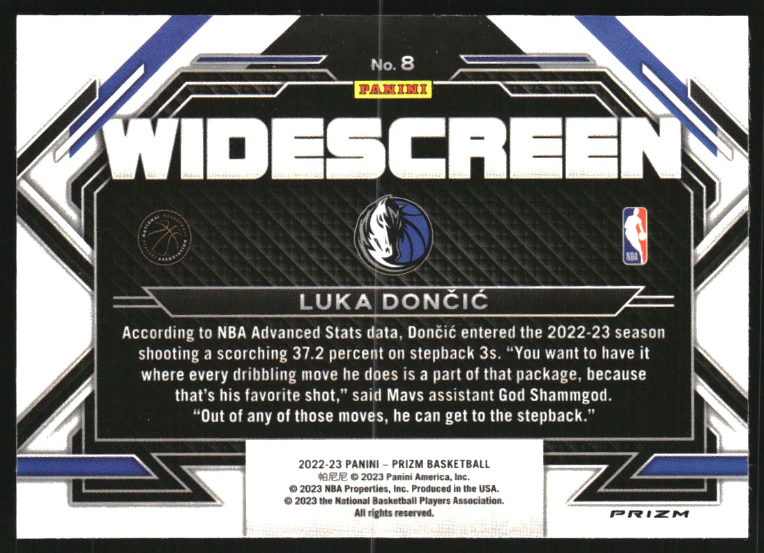 2022-23 Panini Prizm Widescreen Prizms Fast Break #8 Luka Doncic