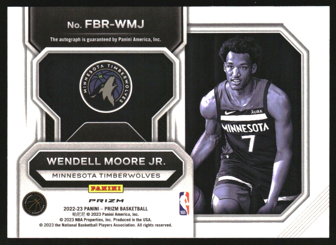 2022-23 Panini Prizm Fast Break Rookie Autographs #12 Wendell Moore Jr.