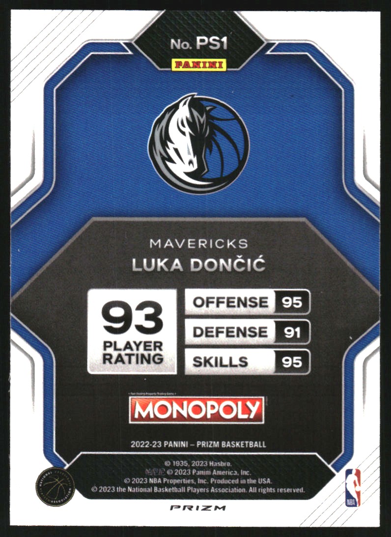 2022-23 Panini Prizm Monopoly All-Stars Silver #PS1 Luka Doncic