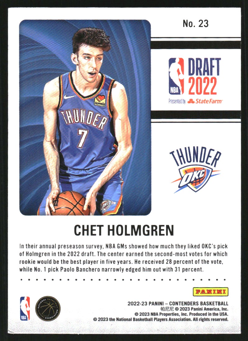 2022-23 Panini Contenders Draft Class Contenders #23 Chet Holmgren