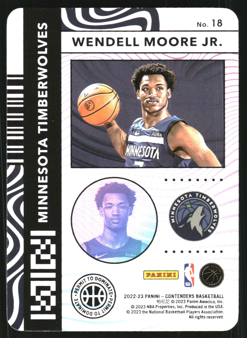 2022-23 Panini Contenders Permit to Dominate #18 Wendell Moore Jr.