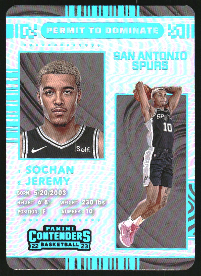 2022-23 Panini Contenders Permit to Dominate #20 Jeremy Sochan
