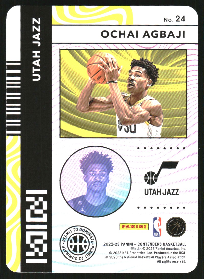 2022-23 Panini Contenders Permit to Dominate #24 Ochai Agbaji