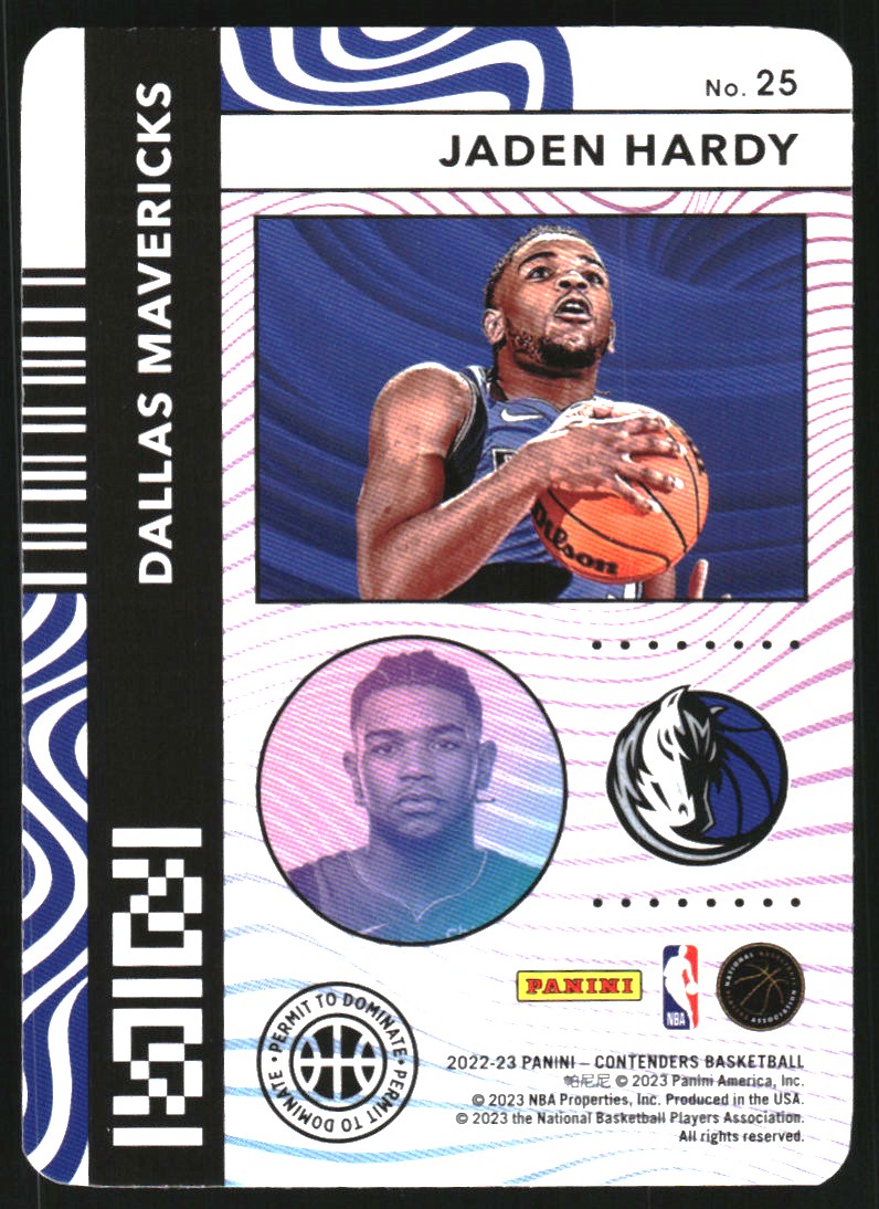 2022-23 Panini Contenders Permit to Dominate #25 Jaden Hardy