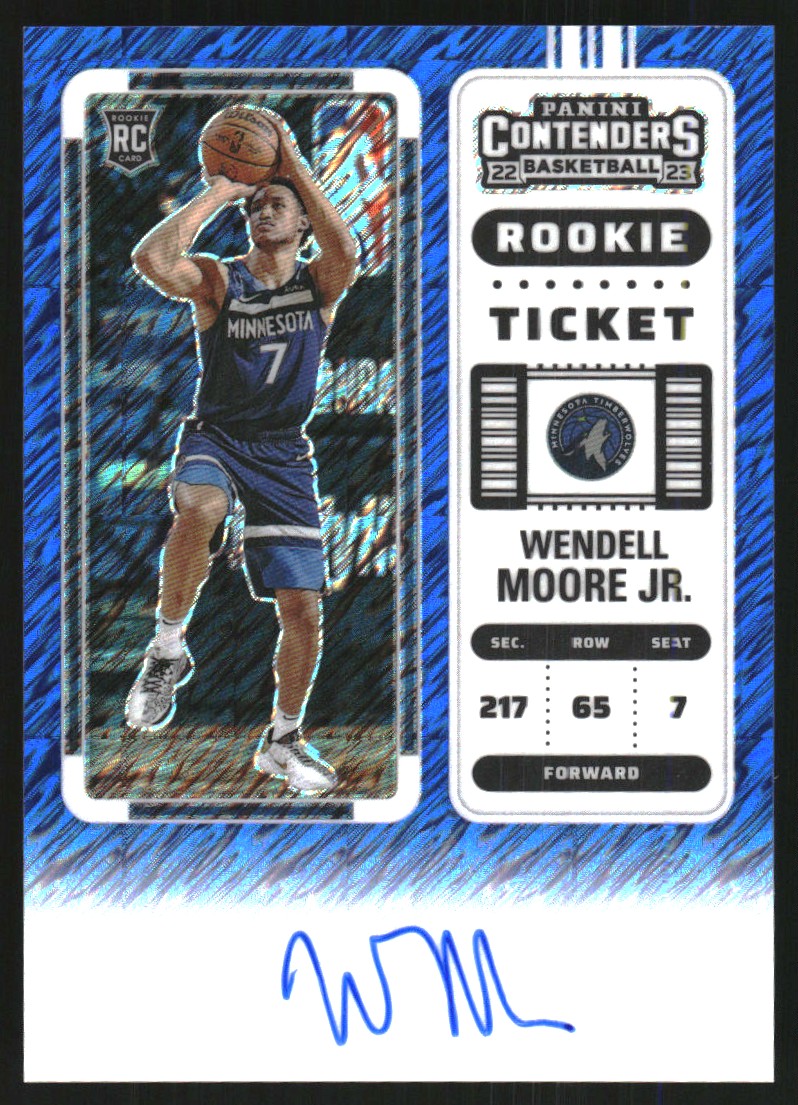 2022-23 Panini Contenders Premium Blue Shimmer FOTL #103 Wendell Moore Jr.