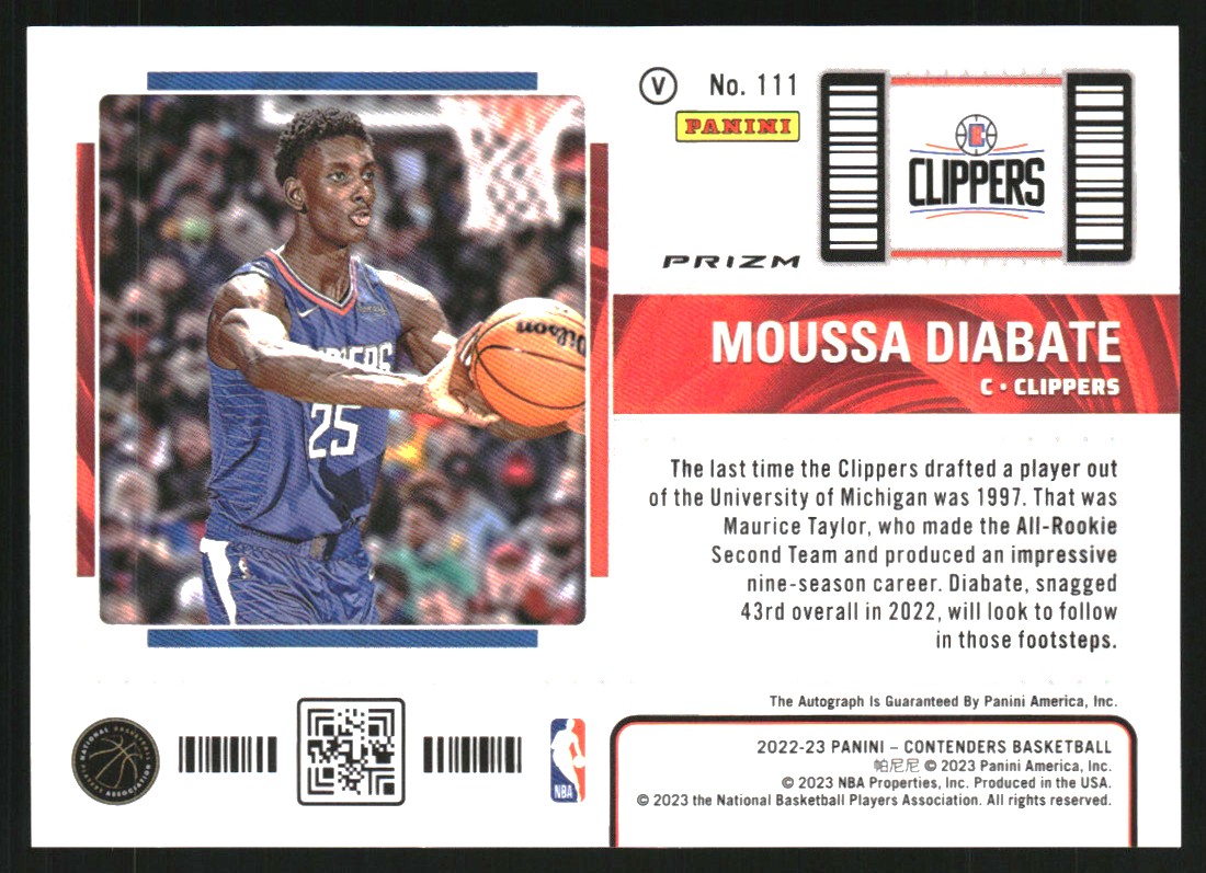 2022-23 Panini Contenders Variations Premium #111 Moussa Diabate