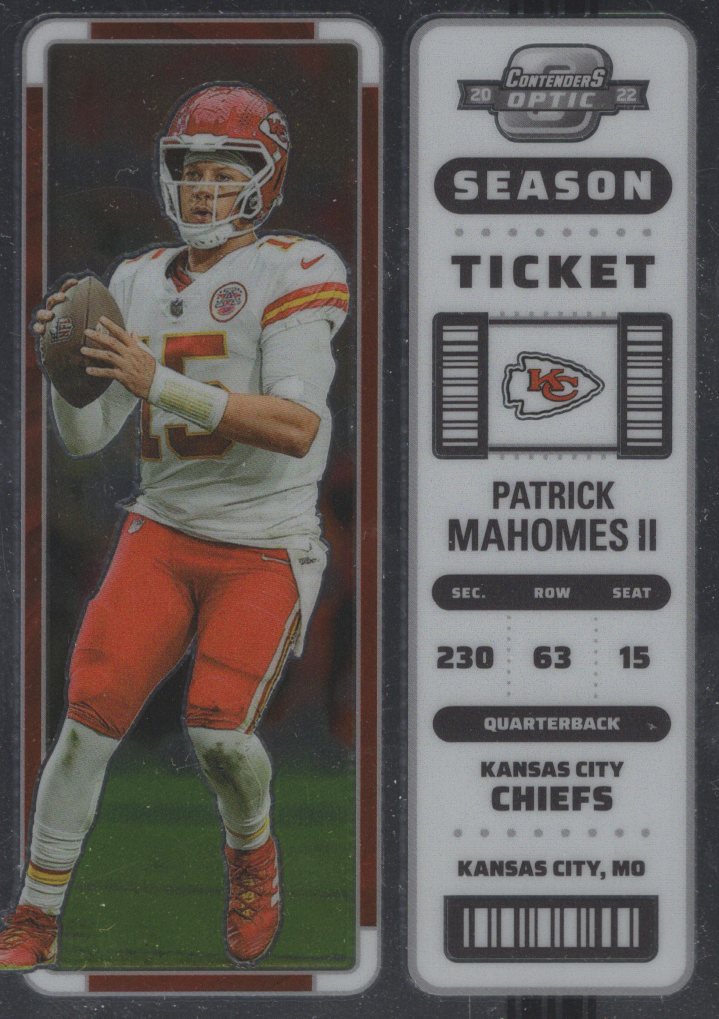 2022 Panini Contenders Optic Patrick Mahomes II Season Ticket Red /175 –  Sports Card Market