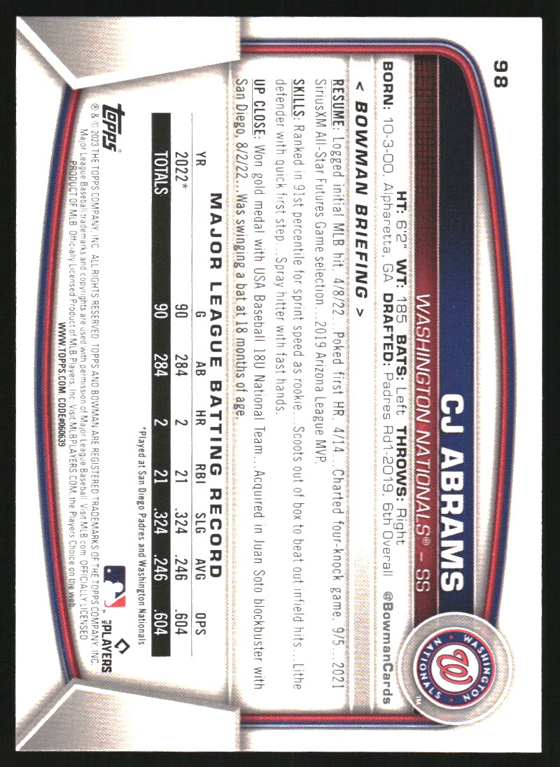 2023 Bowman #98 CJ Abrams