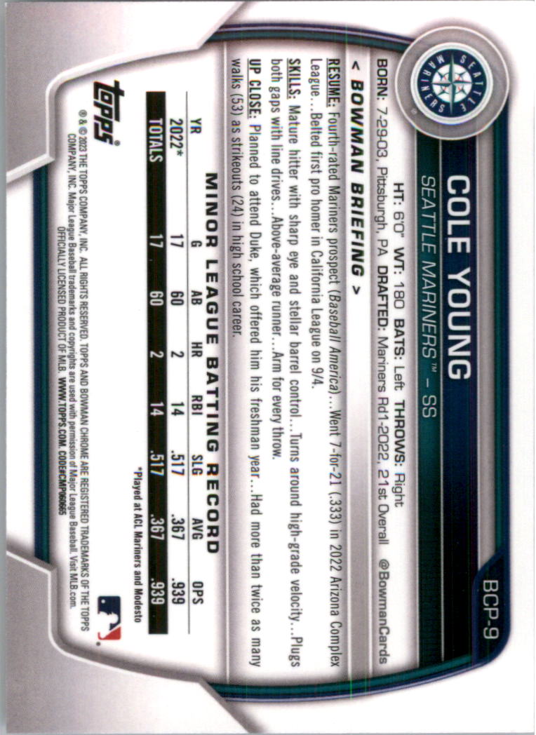 Selección de tarjeta de béisbol Bowman Chrome Prospects 2023 (base) - Imagen 13 de 438