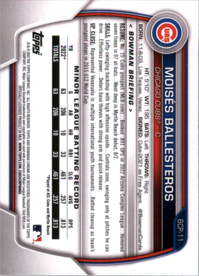 Selección de tarjeta de béisbol Bowman Chrome Prospects 2023 (base) - Imagen 15 de 438